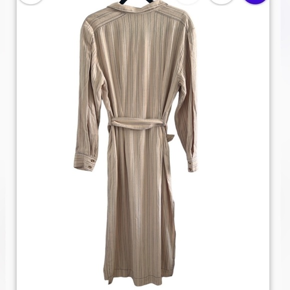 Free People Aubrey Belted Striped Shirtdress in Khaki Combo - Picture 14 of 14